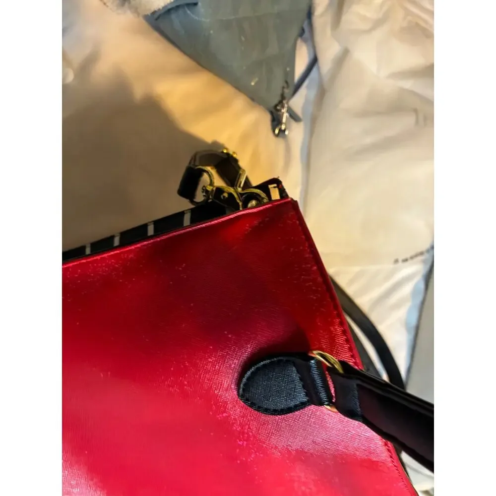 Betsey Johnson Red Black Double Handle Shoulder Bag Purse